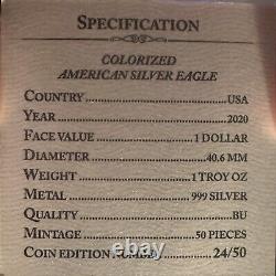 1oz Silver Dollar American Eagle Colorized Gold Guilded #24 Of Only 50 Made