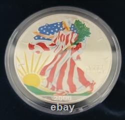 2000 American Silver Eagle Colorized (Both Sides) 1 oz. 999 Silver Coin withBox