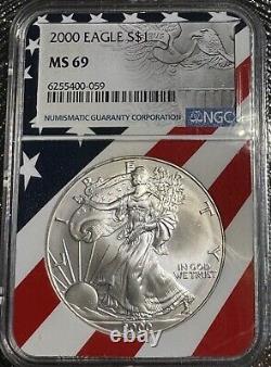 2000 eagle silver dollar MS 69/1. Oz Fine Silver