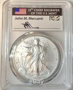 2001 $1 Silver American Eagle FIRST STRIKE PCGS MS70 MERCANTI