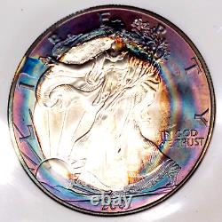 2001 American Silver Eagle Gem BU ++++ Stunning Color Toned Rainbow