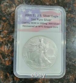 2001 Silver Eagle Dollar 1ozt. 999 WTC 9/11 Ground Zero Recovery NCM Certified