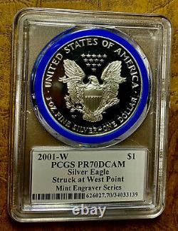 2001 W Proof Pop 72 Sliver Eagle Pcgs Pr70 Rare Mercanti Engraver Series # Mks