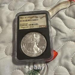 2001 W Proof Silver Eagle Ngc Pf70 Ultra Cameo Magnum Opus Label Black Core