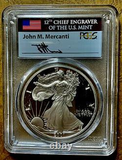 2001 W Proof Silver Eagle Pcgs Hand Signed John Mercanti Item # Nem