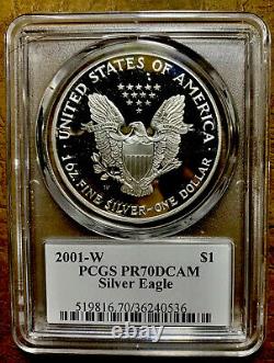 2001 W Proof Silver Eagle Pcgs Hand Signed John Mercanti Item # Nem