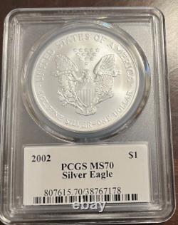 2002 $1 AMERICAN SILVER EAGLE PCGS MS70 THOMAS CLEVELAND SIGNED Eagle LABEL