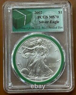 2002 American Silver Eagle 1 Oz Coin PCGS MS70 MS 70 Direct From Mint Sealed Box