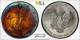 2002 American Silver Eagle Ase Pcgs Unc Detail Qc Rainbow Toned Trueview