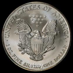 2002 American Silver Eagle Ase Pcgs Unc Detail Qc Rainbow Toned Trueview