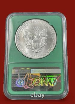 2002 Early Production Silver American Eagle Green Core NGCX 9.9