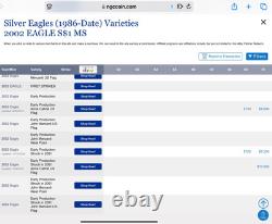 2002 Early Production Silver American Eagle Green Core NGCX 9.9