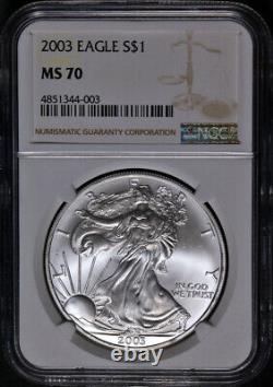 2003 Silver American Eagle $1 NGC MS70 Brown Label STOCK