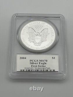 2004 MS70 American Silver Eagle PCGS Mercanti Signed Engraver Label FIRST STRIKE