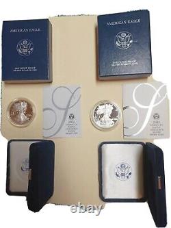 2004 W 2005 W $1 Silver Eagle Proofs 1 Ounce deep cameos highly reflective boxed