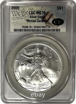 2005 $1 1oz Silver Eagle CAC MS70 Michael Garofalo Signed