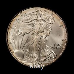 2005 1 oz Silver American Eagle PQ Terminal Rainbow Rim Toning BU E3376