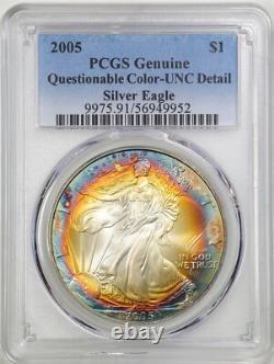 2005 1oz Silver American Eagle UNC Detail Questionable Color PCGS 56949952