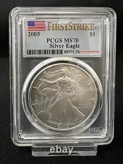 2005 1oz Silver Eagle PCGS MS70 First Strike - These are scarce in 1st Strike