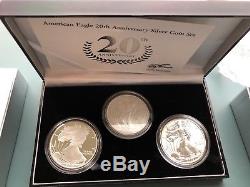 2006 American Eagle Three-Piece 20th Anniversary Silver Coin Set with Box & COA