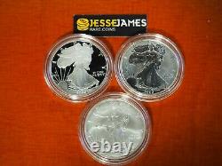 2006 P Reverse Proof Silver Eagle 3 Coin 20th Anniversary Set W Box/coa