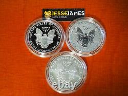 2006 P Reverse Proof Silver Eagle 3 Coin 20th Anniversary Set W Box/coa