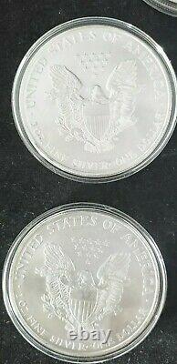 2007 -5 count 1 oz. 999 Silver-American Silver Eagles in Capsules. BU Bullion$