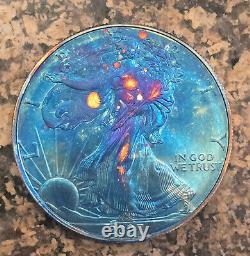2007 W American Silver Eagle Monster Blue Toned Toning ASE Rainbow Toned