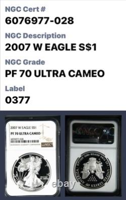 2007-w / Proof Silver Eagle Ngc Pf70 Ultra Cameo Classic Brown Label
