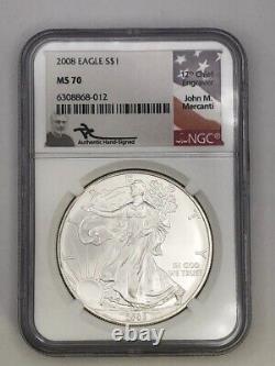 2008 S$1 Silver Eagle NGC MS70 Mercanti Signed #MINT#