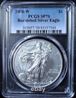 2008-W 1oz Silver American Eagle Dollar PCGS SP 70 Burnished