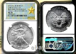 2008-W ANNUAL $1 SET burnished SILVER EAGLE NGC MS70 NGC WEST POINT LABEL