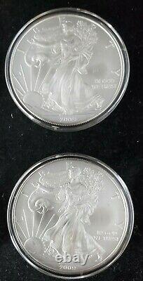 2009 -5 count 1 oz. 999 Silver-American Silver Eagles in Capsules. BU Bullion$