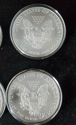 2009 -5 count 1 oz. 999 Silver-American Silver Eagles in Capsules. BU Bullion$