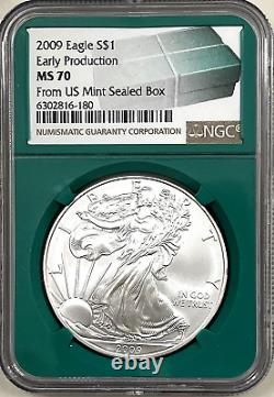 2009 American Silver Eagle From U. S. Mint Box Ngc Ms70 Early Production Rare