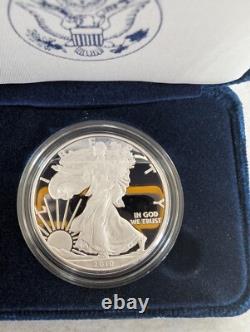 2010-2012 W US Mint American Eagle One Ounce Silver Proof Coins COA, Box, 3 OZT
