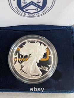 2010-2012 W US Mint American Eagle One Ounce Silver Proof Coins COA, Box, 3 OZT