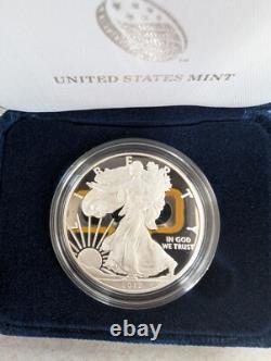 2010-2012 W US Mint American Eagle One Ounce Silver Proof Coins COA, Box, 3 OZT