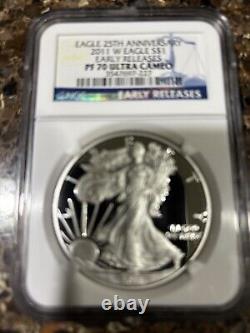 2011 1 oz Silver American Eagle W PF70 NGC 25th Anniversary (ER)