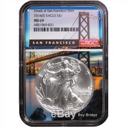 2011-2017 (S) $1 American Silver Eagle 6pc. Set NGC MS69 San Francisco Core