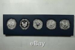 2011 American Eagle 25th Anniversary Silver 5 Coin Set Display Box & COA 405