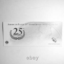 2011 American Eagle 25th Anniversary Silver Coin 5 Piece Set. 999 Silver OGP COA