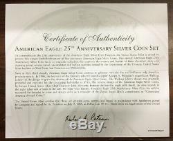 2011 American Silver Eagle 25th Anniversary 5 Coin Set All Pcgs Graded 70