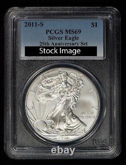 2011-S 1 oz Silver American Eagle 25th Anniversary PCGS MS 69 U2623 STOCK