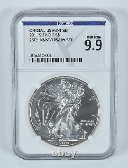2011-S American Silver Eagle 25th Anniversary Set Mint State 9.9 NGC X NGCX