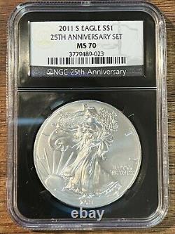 2011 S American Silver Eagle Ngc Ms 70 25th Anniversary Set