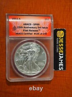 2011 S Silver Eagle Anacs Sp69 From The 25th Anniversary Set First Release