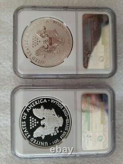 2012-S American Silver Eagle, NGC PF70/70 2 Coin Set Proof/Reverse Proof, FLAWLESS
