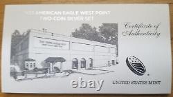 2013 Two-Coin Silver Set American Eagle Dollar West Point Box & COA NEW