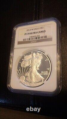 2013 W American Eagle Reverse Proof Silver Dollar NGC PF 70. Mint Condition